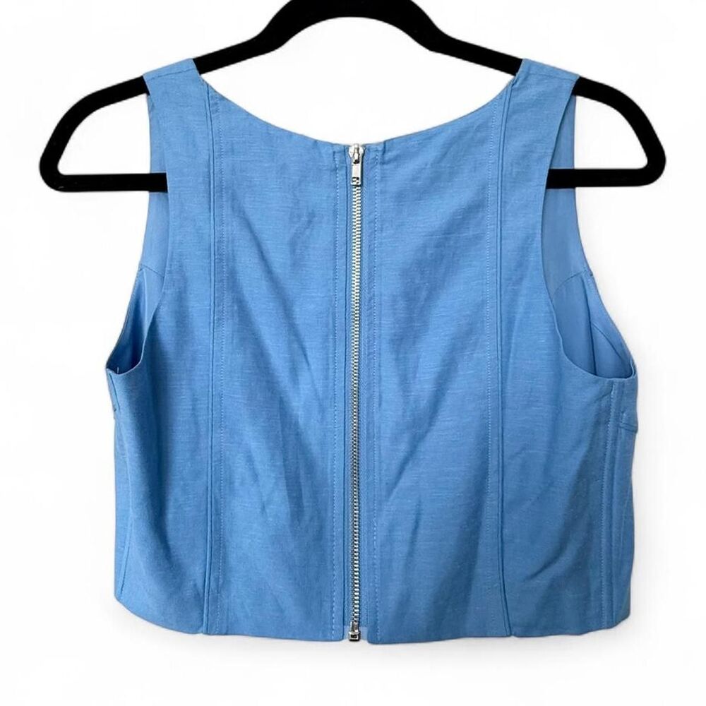 Steve Madden Linen Blend Corset Crop Top Boned Bustier Blue S - Picture 3 of 8